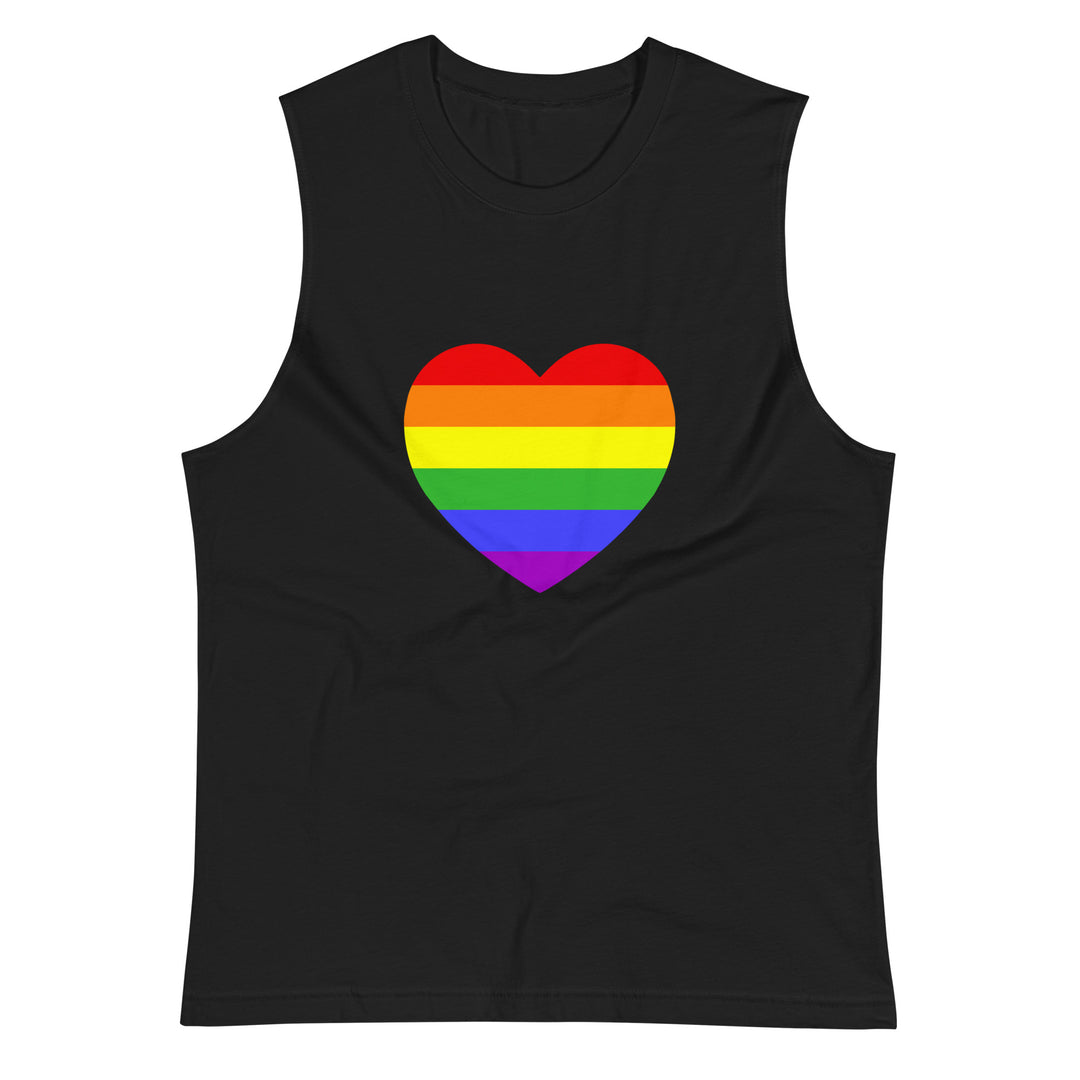 Rainbow Pride Flag Heart Muscle Shirt Vests and Tank Tops The Rainbow Stores