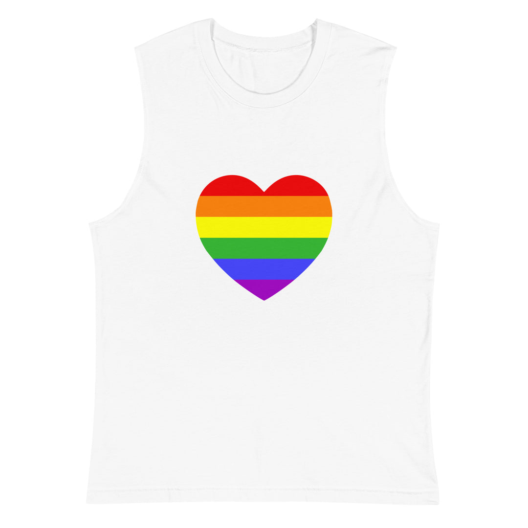 Rainbow Pride Flag Heart Muscle Shirt Vests and Tank Tops The Rainbow Stores