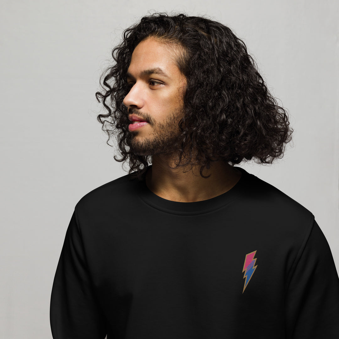 Bisexual Pride Lightning Embroidered Organic Sweatshirt Sweatshirts SOL's The Rainbow Stores