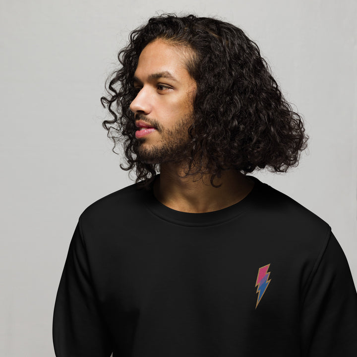Bisexual Pride Lightning Embroidered Organic Sweatshirt Sweatshirts SOL's The Rainbow Stores