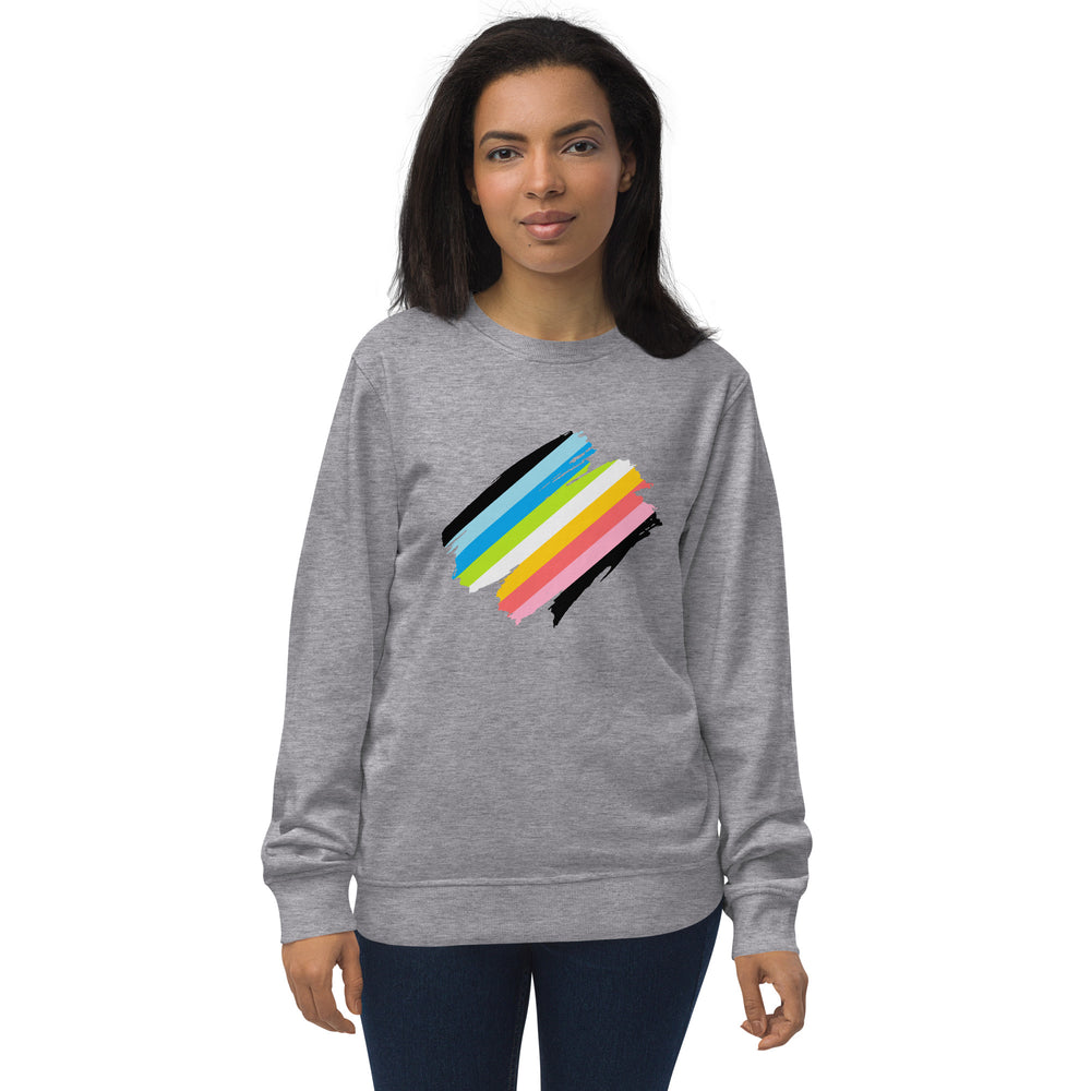 Queer Pride Flag Brush Strokes Organic Sweatshirt Sweatshirts SOL's The Rainbow Stores