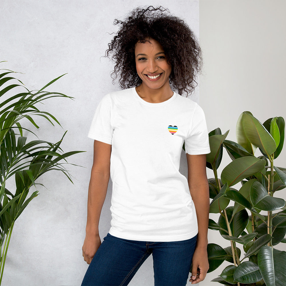 Small Queer Pride Heart T-Shirt T-shirts The Rainbow Stores