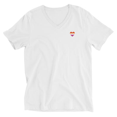 Small Lesbian Pride Heart V-Neck T-Shirt T-shirts The Rainbow Stores