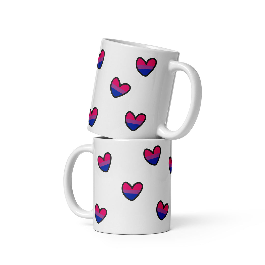 Bisexual Pride Hearts Pattern Mug