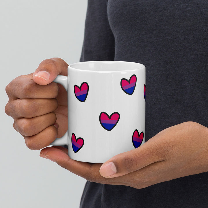 Bisexual Pride Hearts Pattern Mug