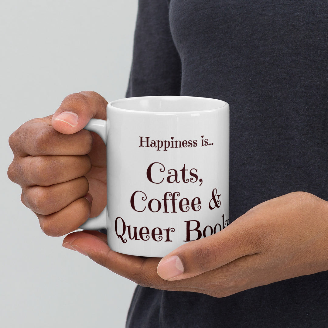 Happiness Is Cats Coffee and Queer Books Mug Mugs The Rainbow Stores