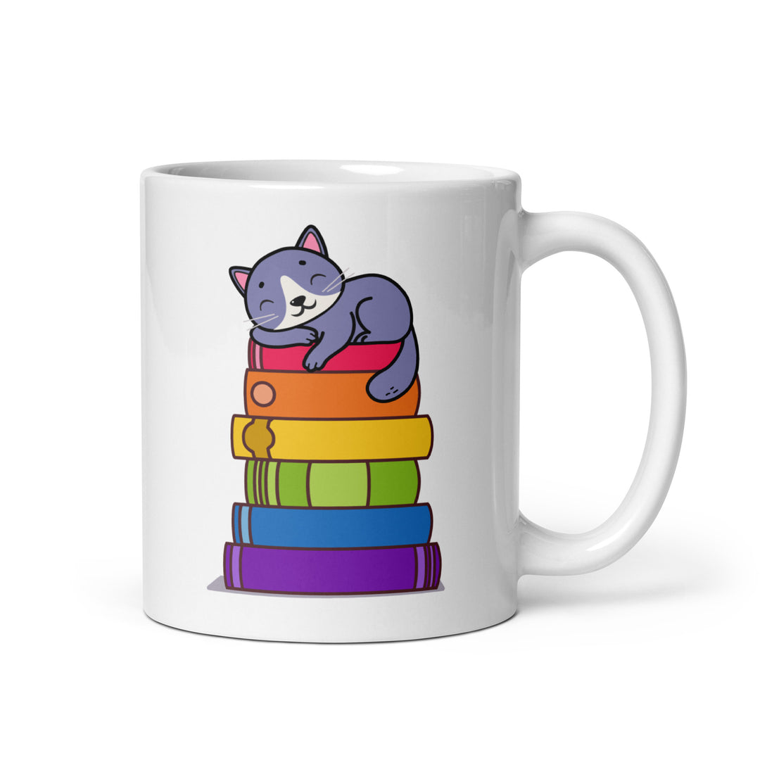 Happiness Is Cats, Tea and Queer Books Mug Mugs The Rainbow Stores