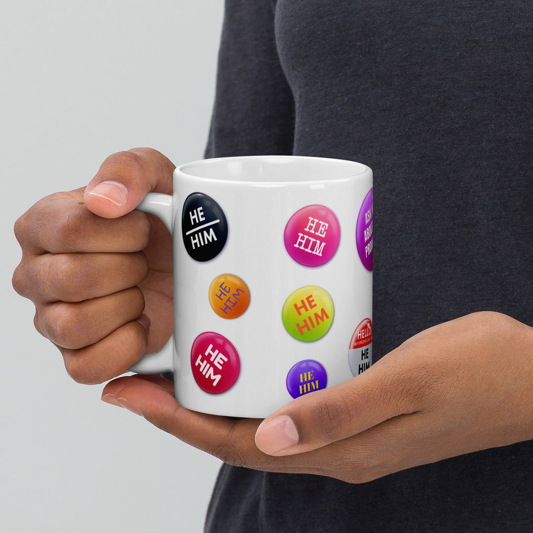 He Him Pronoun Badges Mug Mugs The Rainbow Stores