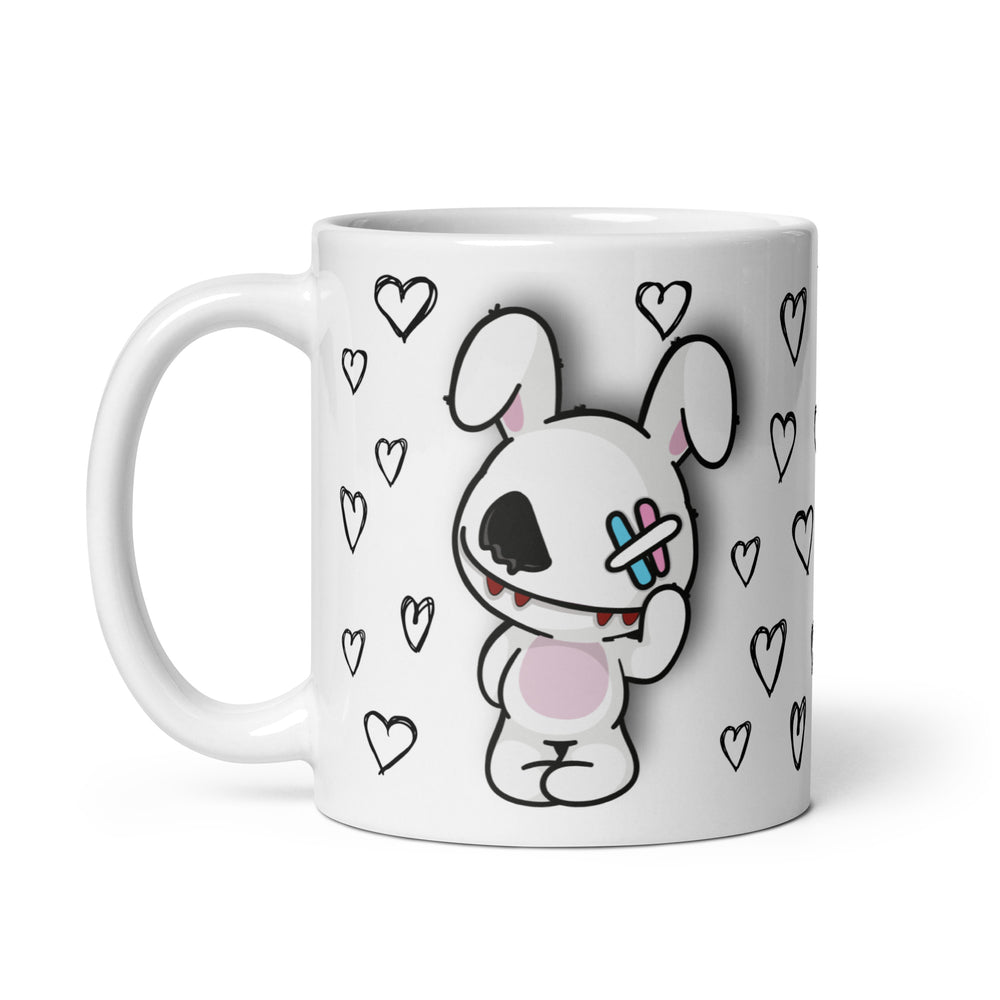 Deadly Bunny With Hearts Mug Mugs The Rainbow Stores