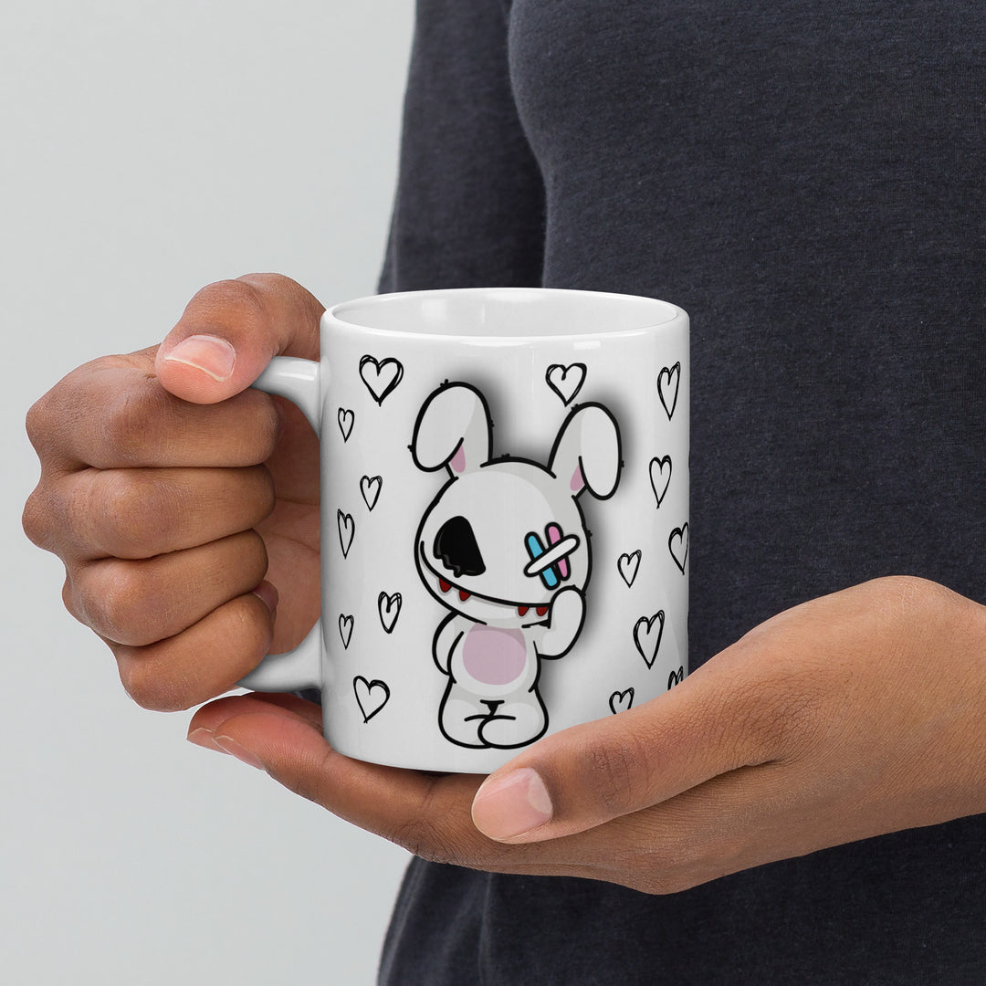 Deadly Bunny With Hearts Mug Mugs The Rainbow Stores