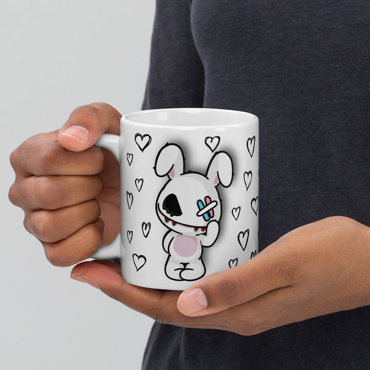 Deadly Bunny With Hearts Mug Mugs The Rainbow Stores
