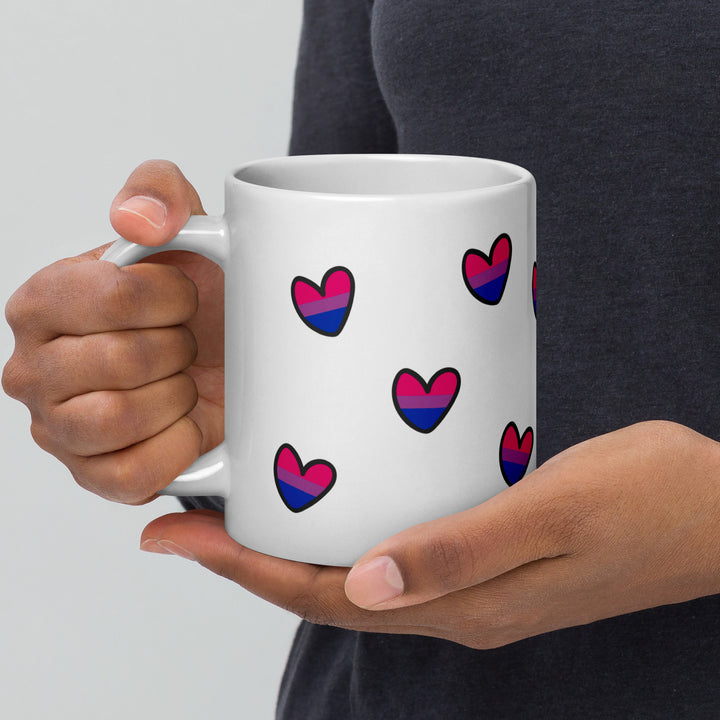Bisexual Pride Hearts Pattern Mug