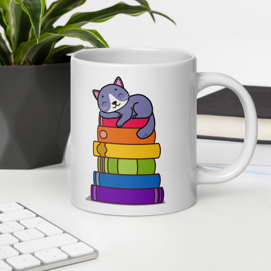 Happiness Is Cats Coffee and Queer Books Mug Mugs The Rainbow Stores