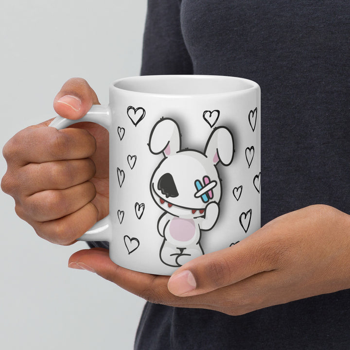Deadly Bunny With Hearts Mug Mugs The Rainbow Stores