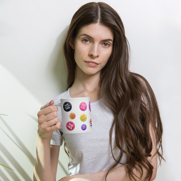 She Her Pronoun Badges Mug Mugs The Rainbow Stores