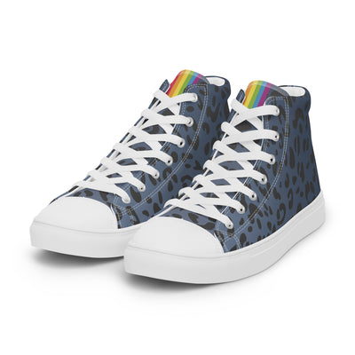 Rainbow Flag Blue Leopard Print Hight top Trainers (female sizes) High Tops The Rainbow Stores