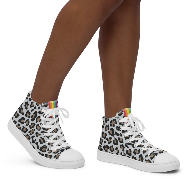 Light Leopard Print Rainbow Pride High Top Trainers (female sizes) High Tops The Rainbow Stores