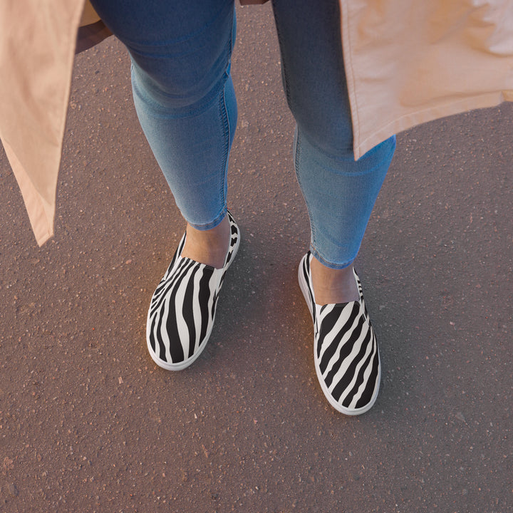 Zebra Print  Slip-on Shoes With a Rainbow Stripe (female sizes) Slip Ons The Rainbow Stores