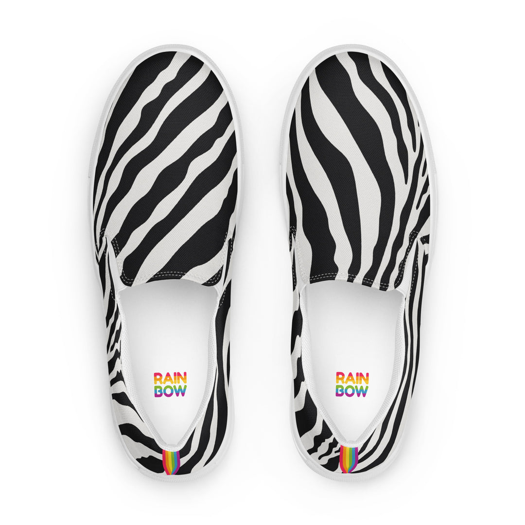 Zebra Print  Slip-on Shoes With a Rainbow Stripe (female sizes) Slip Ons The Rainbow Stores