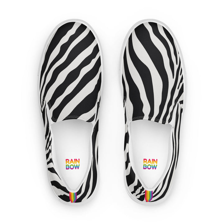 Zebra Print  Slip-on Shoes With a Rainbow Stripe (female sizes) Slip Ons The Rainbow Stores