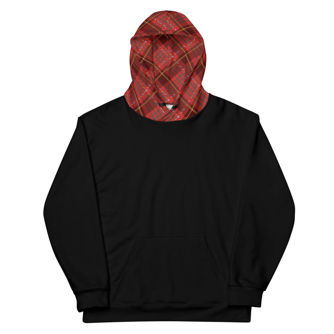 Black Hoodie With Red Pride Tartan Hood Hoodies AOP The Rainbow Stores