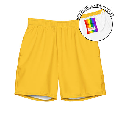 Mustard Yellow Swimming Trunks With Rainbow Pocket Swimwear The Rainbow Stores