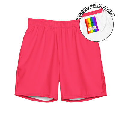 Candy Red Swimming Trunks with Rainbow Pocket Swimwear The Rainbow Stores