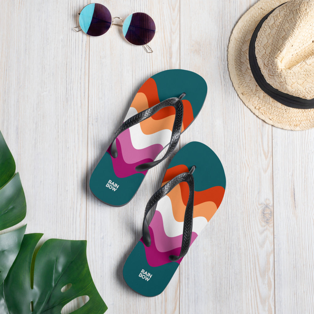 Wavy Lesbian Flag Flip-Flops Flip Flops The Rainbow Stores
