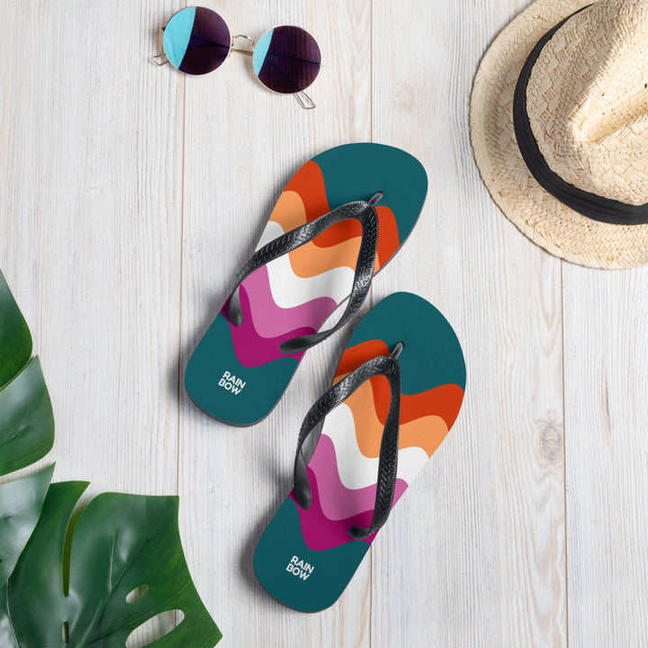 Wavy Lesbian Flag Flip-Flops Flip Flops The Rainbow Stores