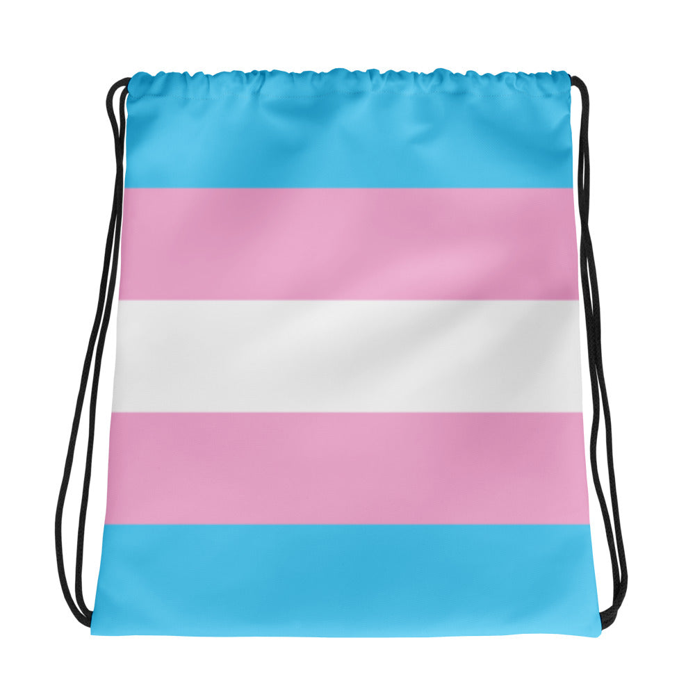 Trans Pride Flag Drawstring Bag Bags The Rainbow Stores
