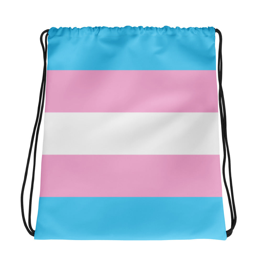 Trans Pride Flag Drawstring Bag Bags The Rainbow Stores