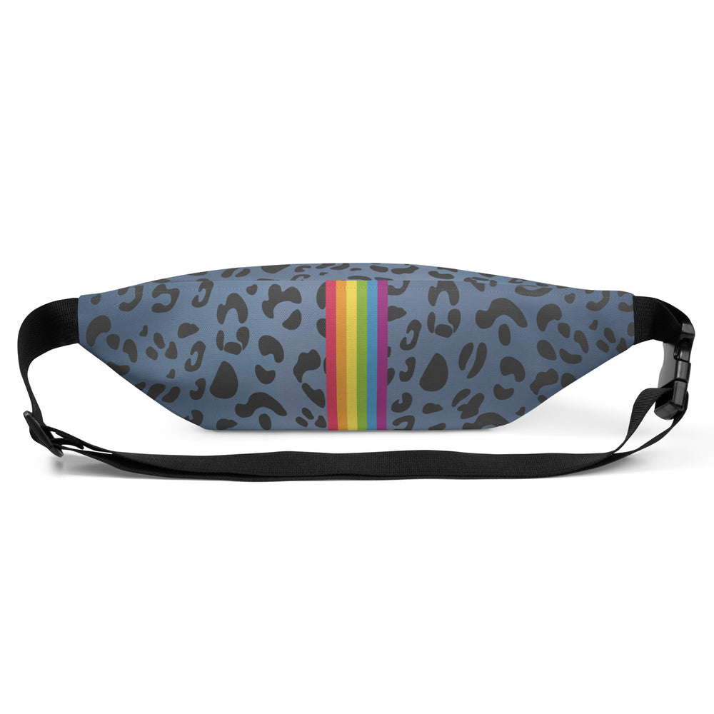 Blue Leopard Print Fanny Pack/Bum Bag  with Rainbow Flag Bags The Rainbow Stores