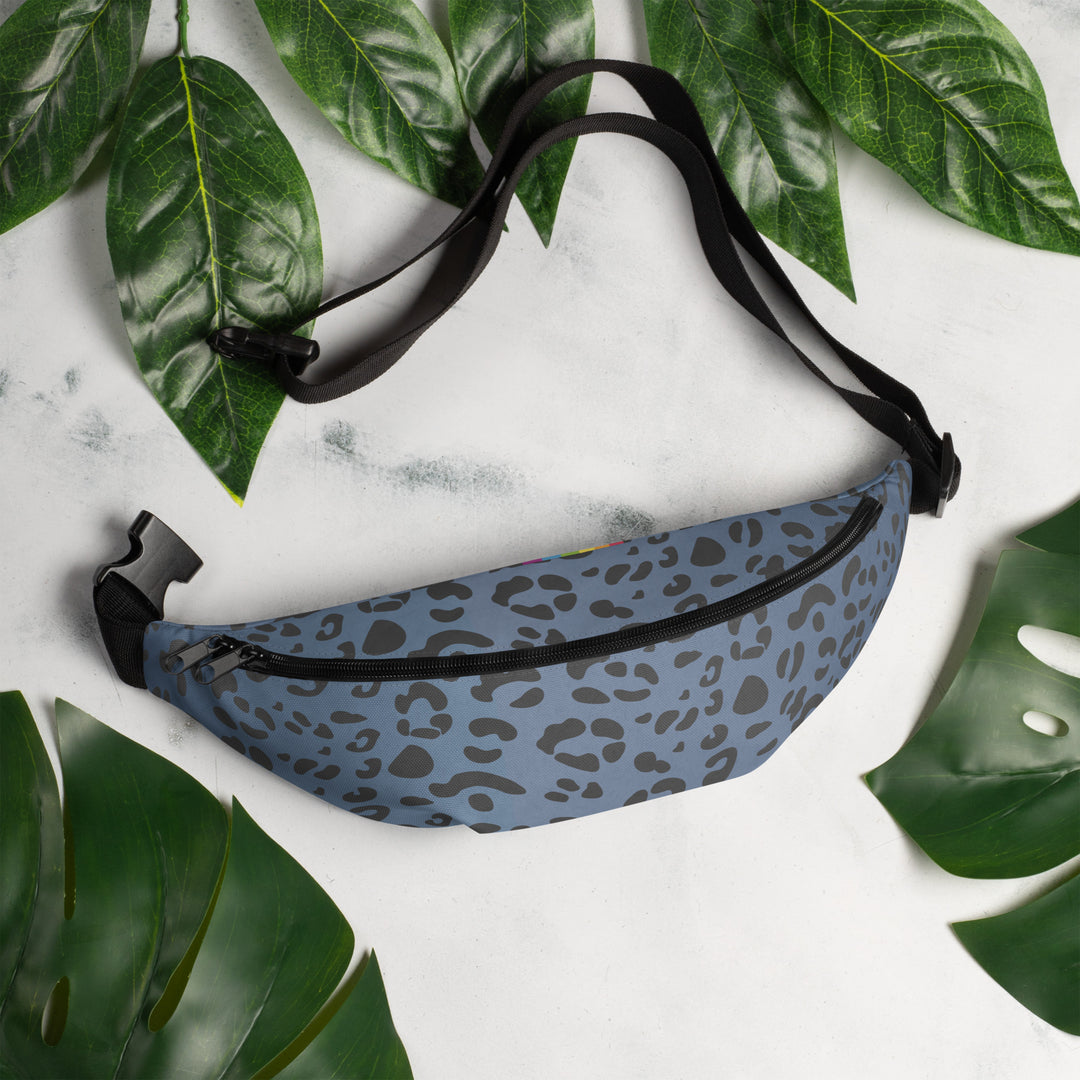 Blue Leopard Print Fanny Pack/Bum Bag  with Rainbow Flag Bags The Rainbow Stores