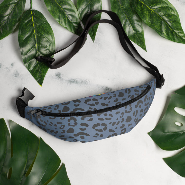 Blue Leopard Print Fanny Pack/Bum Bag  with Rainbow Flag Bags The Rainbow Stores