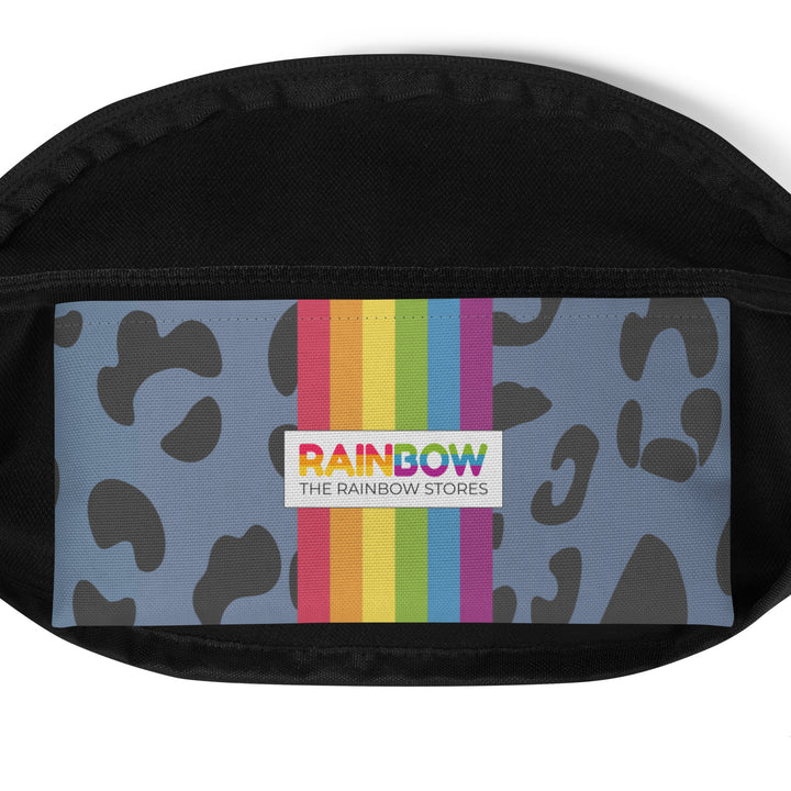 Blue Leopard Print Fanny Pack/Bum Bag  with Rainbow Flag Bags The Rainbow Stores