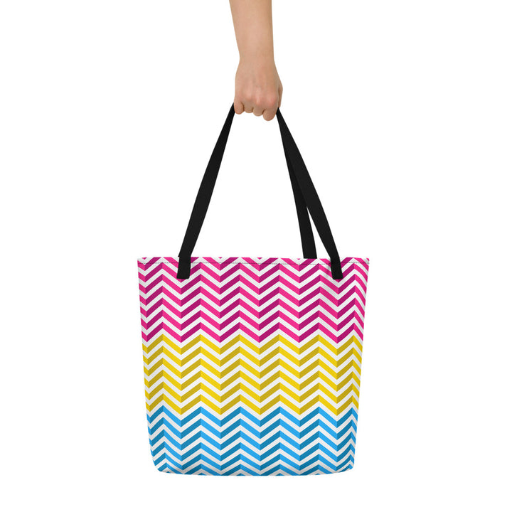 Pansexual Zig Zag Large Tote/Beach Bag Bags The Rainbow Stores