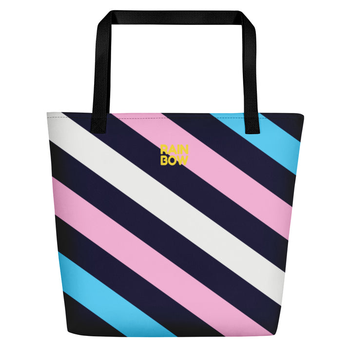 Trans Diagonal Stripes Large Tote/Beach Bag Bags The Rainbow Stores