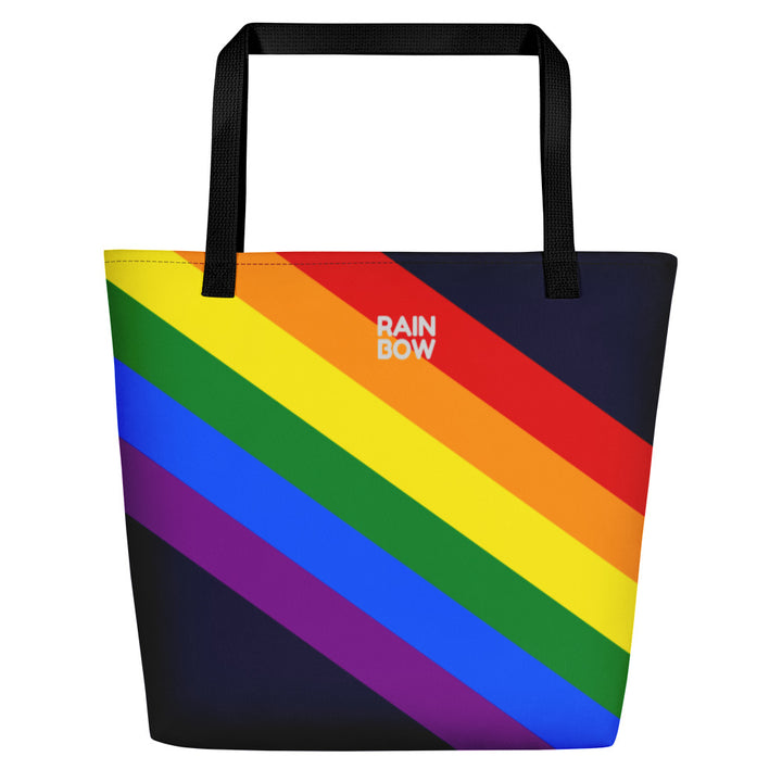Rainbow Pride Flag Diagonal Stripes Large Tote/Beach Bag Bags The Rainbow Stores