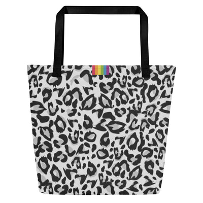 Snow Leopard Print Large Tote/Beach Bag Bags The Rainbow Stores