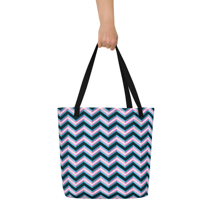 Trans Flag Zig Zag Large Tote / Beach Bag Bags The Rainbow Stores