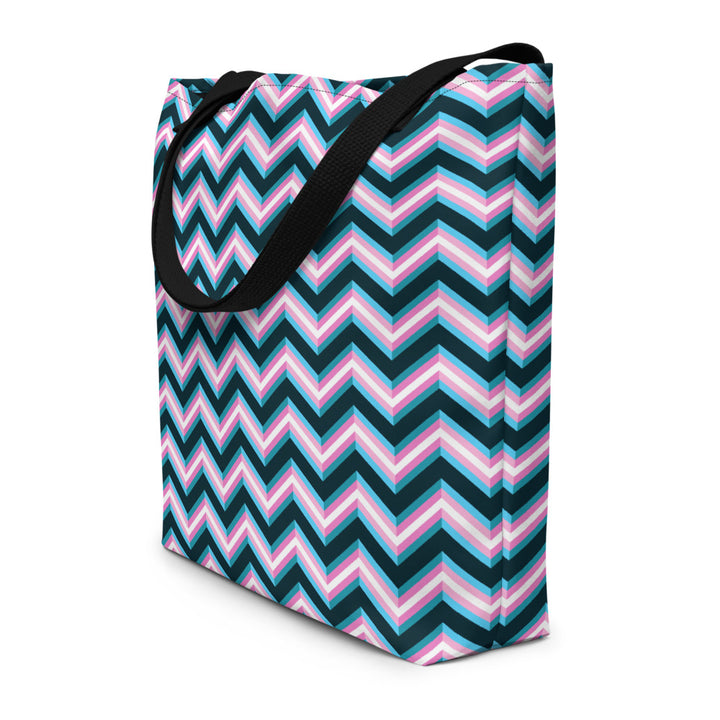Trans Flag Zig Zag Large Tote / Beach Bag Bags The Rainbow Stores
