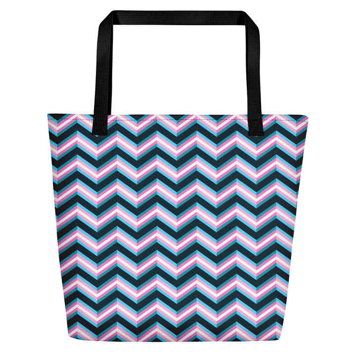 Trans Flag Zig Zag Large Tote / Beach Bag Bags The Rainbow Stores
