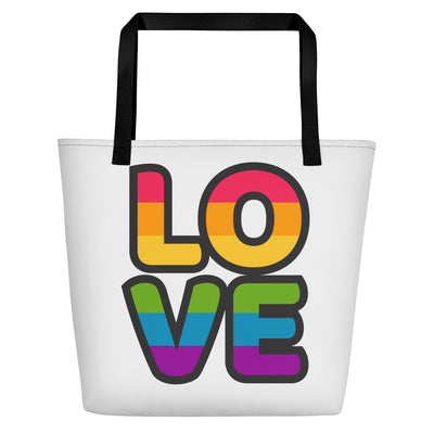 Love Large Tote/Beach Bag (White) Bags The Rainbow Stores