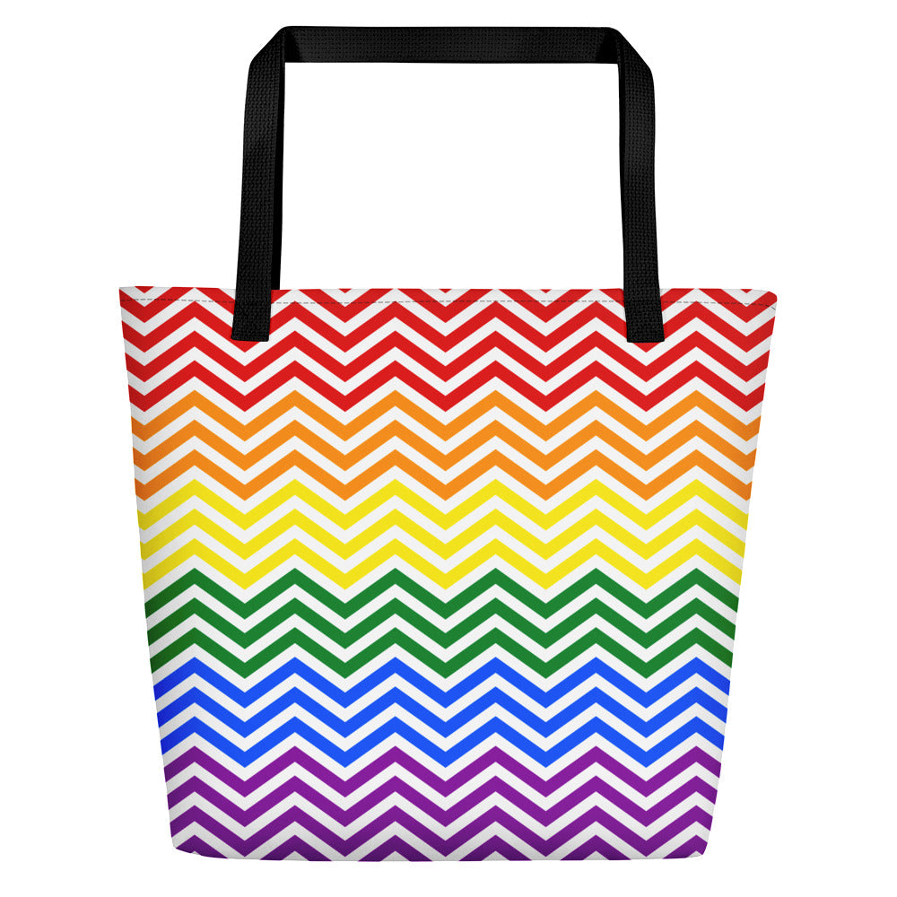 Rainbow Simple Zig Zag Large Tote/Beach Bag Bags The Rainbow Stores