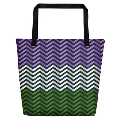 Genderqueer Zig Zag Large Tote/Beach Bag Bags The Rainbow Stores