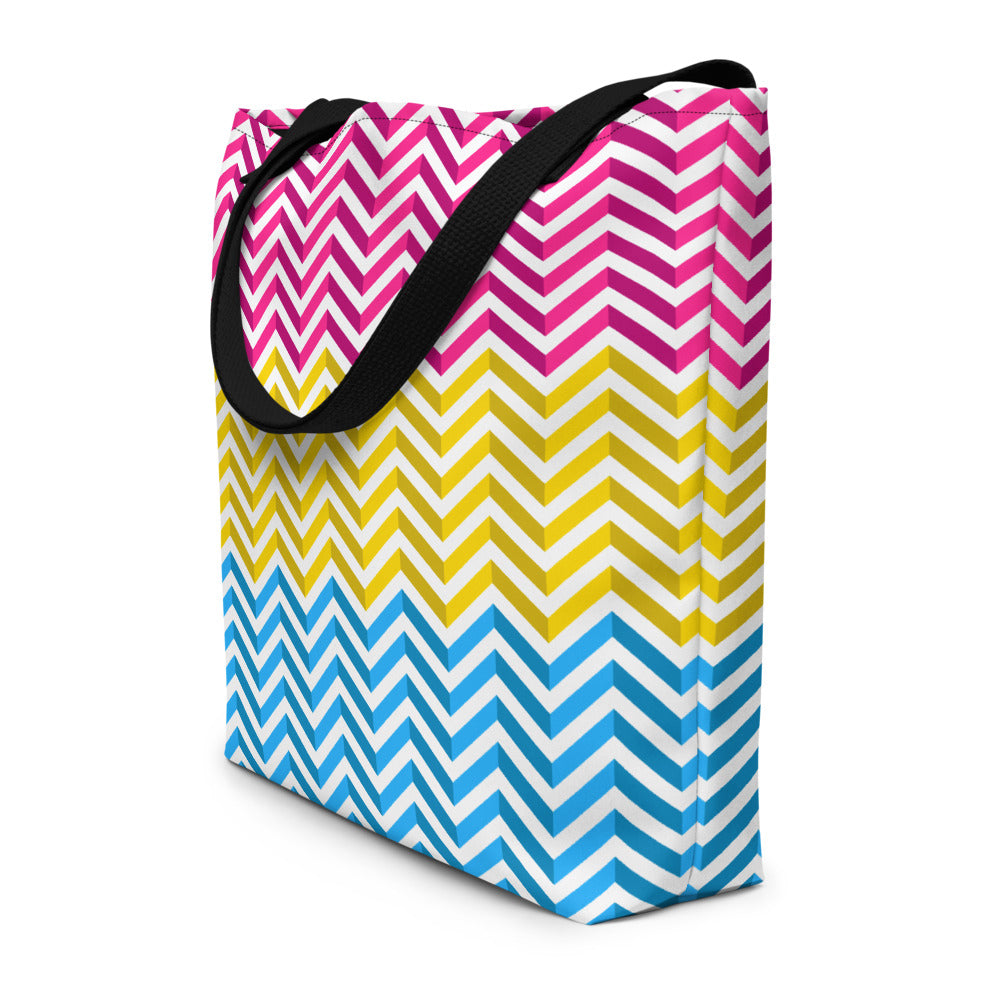 Pansexual Zig Zag Large Tote/Beach Bag Bags The Rainbow Stores