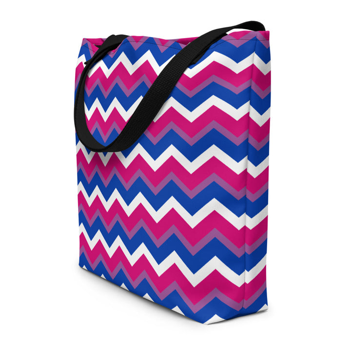 Bisexual Flag Zig Zag Large Tote/Beach Bag Bags The Rainbow Stores