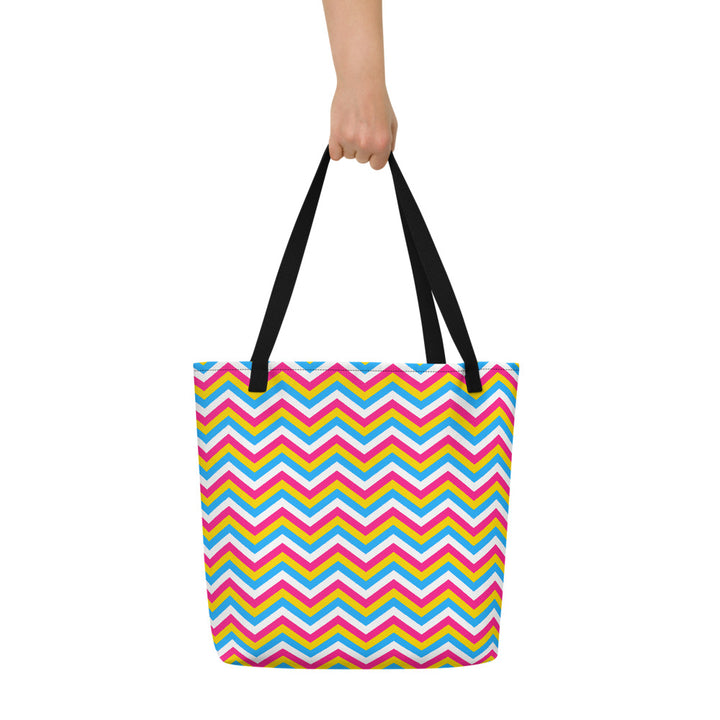 Pansexual Flag Zig Zag Large Tote/Beach Bag Bags The Rainbow Stores