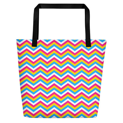 Pansexual Flag Zig Zag Large Tote/Beach Bag Bags The Rainbow Stores