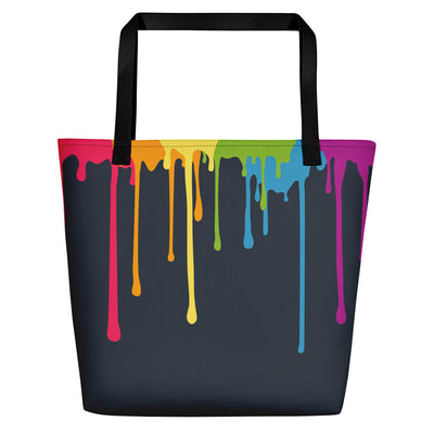 Rainbow Paint Drips Large Tote/Beach Bag Bags The Rainbow Stores